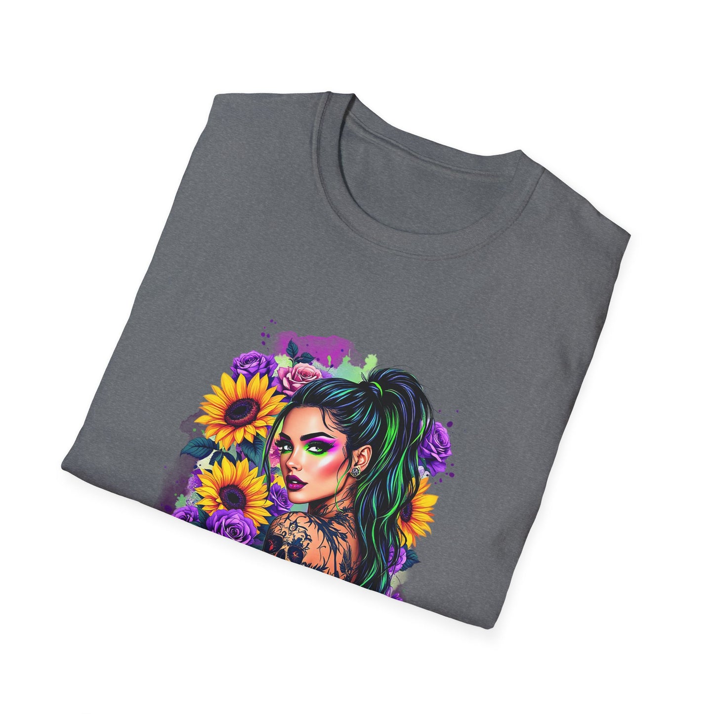 She Dances in Darkness & Blooms in the Chaos Unisex Softstyle T-Shirt