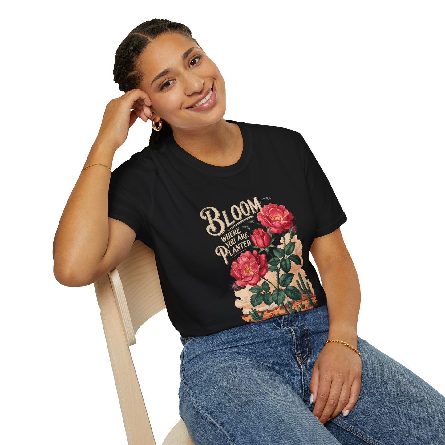 Bloom Where You Are Planted T-Shirt, Inspirational Tee, Floral Design Shirt, Gift for Garden Lovers, Motivational Apparel