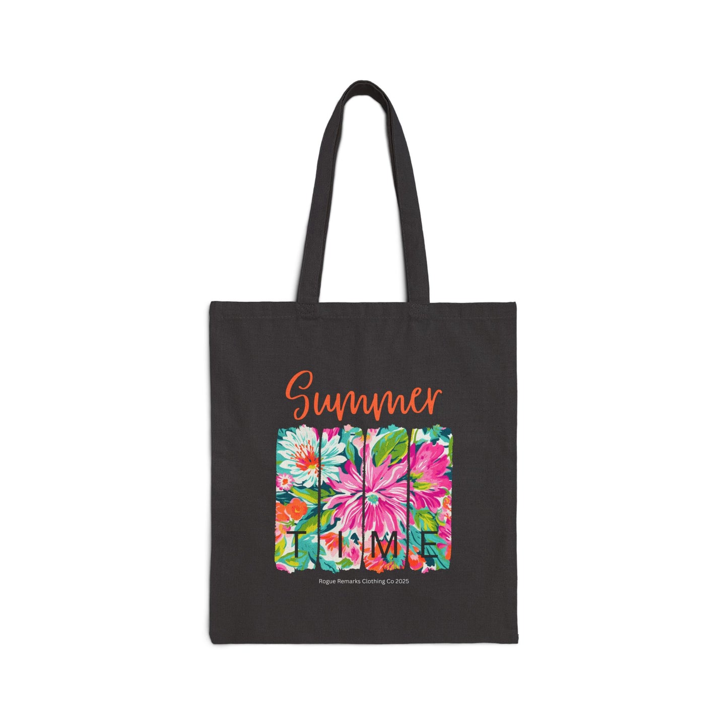 Summer Time Floral Cotton Canvas Tote Bag
