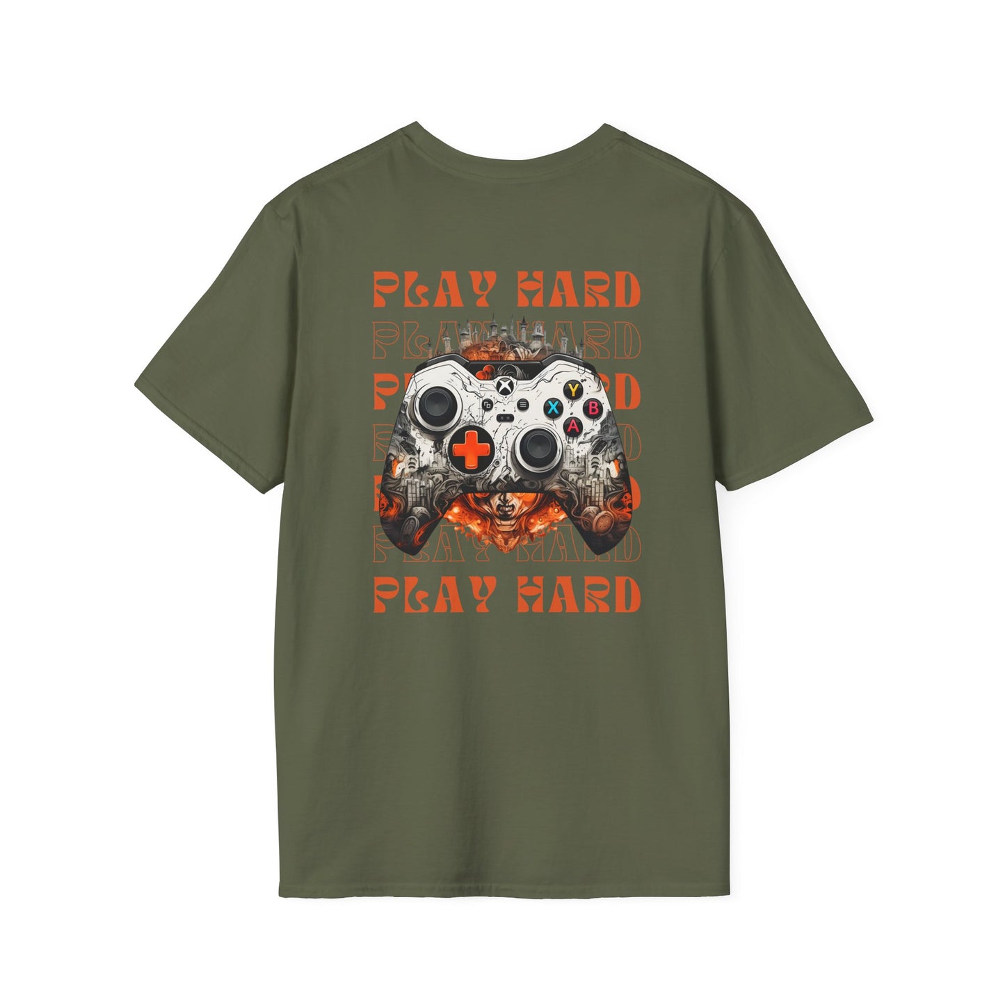 Unleash Your Inner Gamer with Our “Play Hard” Unisex Softstyle T-Shirt