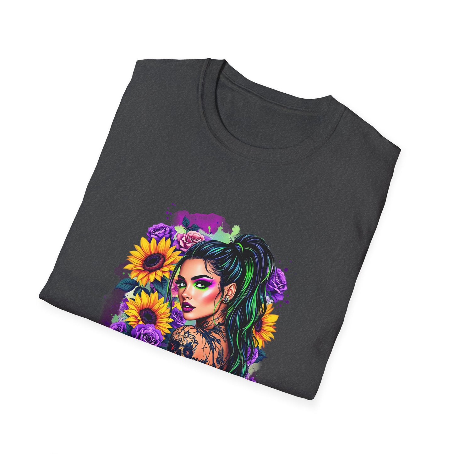 She Dances in Darkness & Blooms in the Chaos Unisex Softstyle T-Shirt