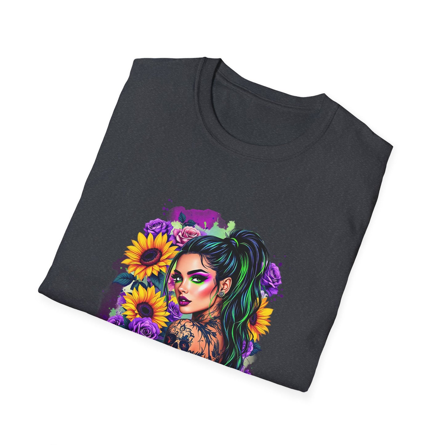 She Dances in Darkness & Blooms in the Chaos Unisex Softstyle T-Shirt