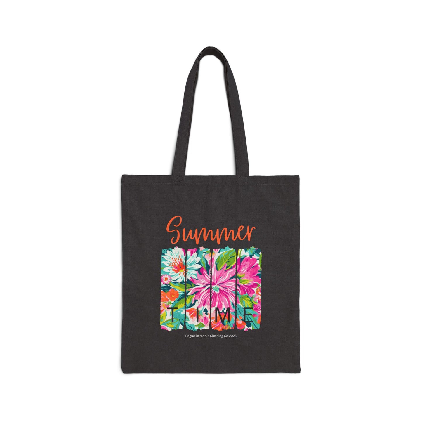 Summer Time Floral Cotton Canvas Tote Bag