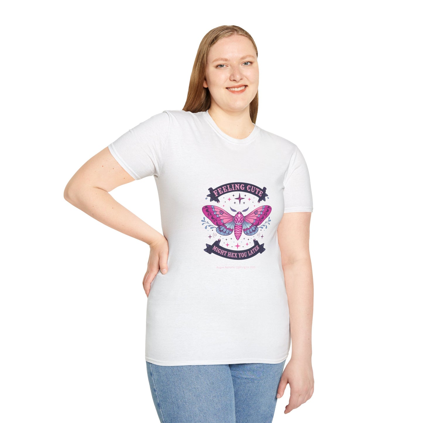 Feeling Cute, Might Hex You Later Unisex Tee – Moth Magic Edition