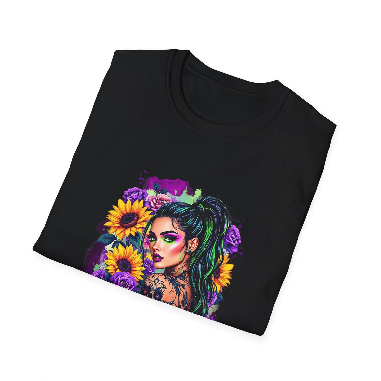 She Dances in Darkness & Blooms in the Chaos Unisex Softstyle T-Shirt