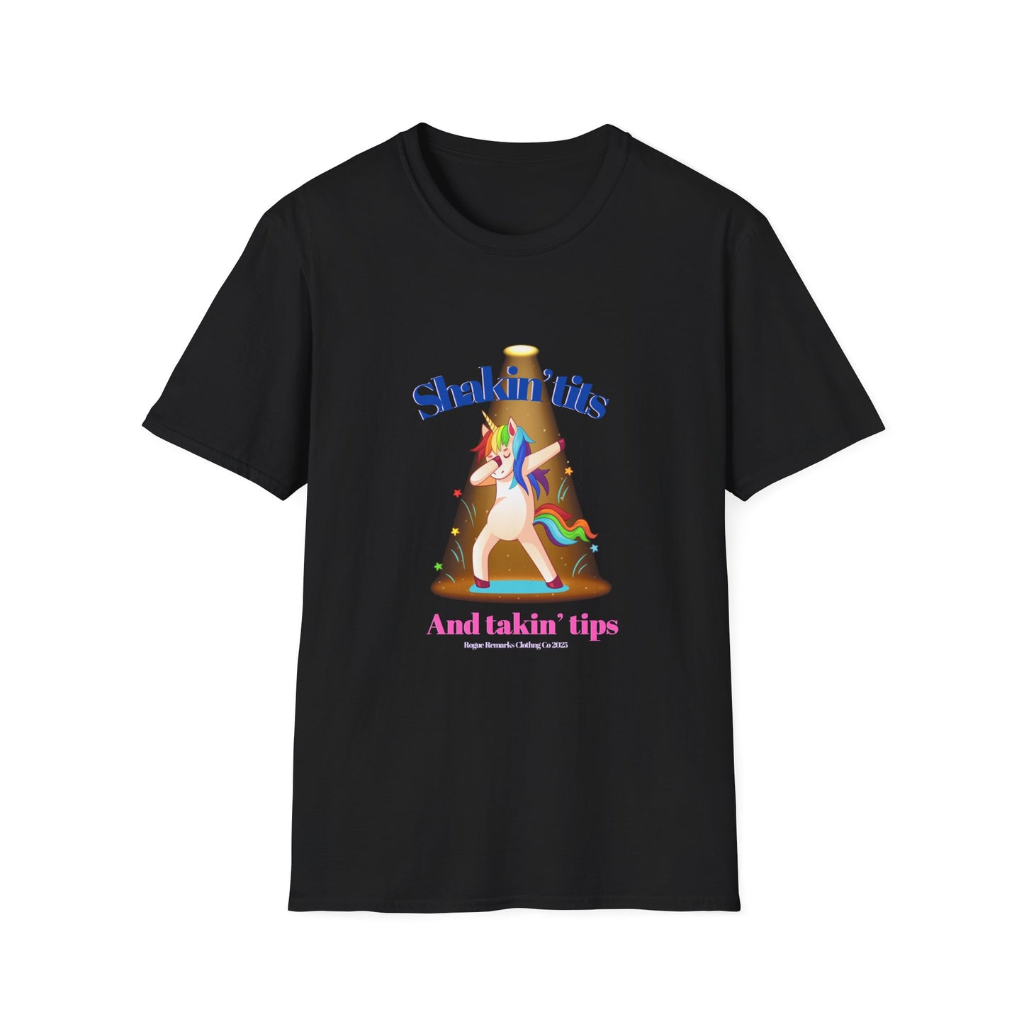 🎉 Shakin’ Tits & Takin’ Tips Unicorn Tee 🦄✨ Unisex Softstyle T-Shirt