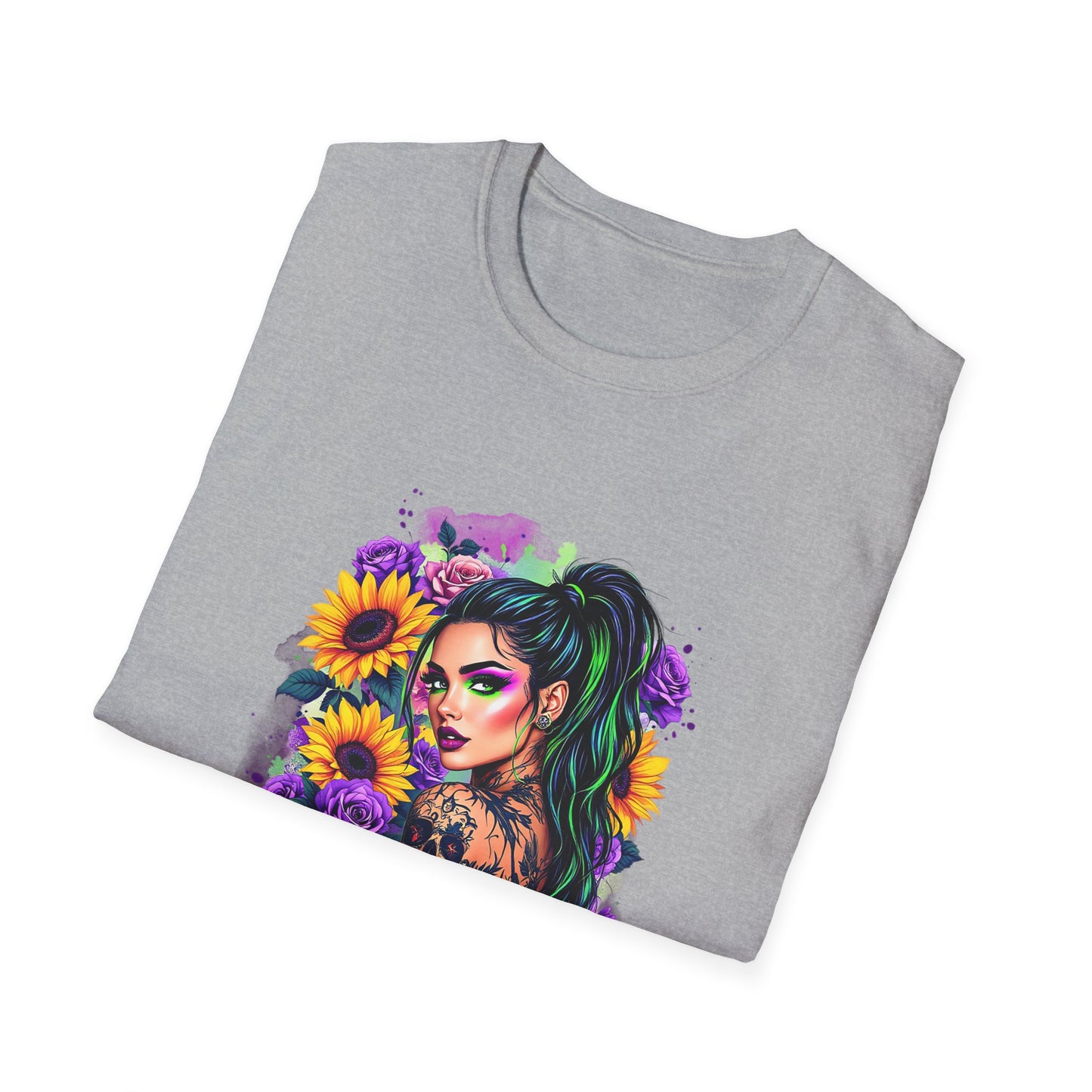 She Dances in Darkness & Blooms in the Chaos Unisex Softstyle T-Shirt