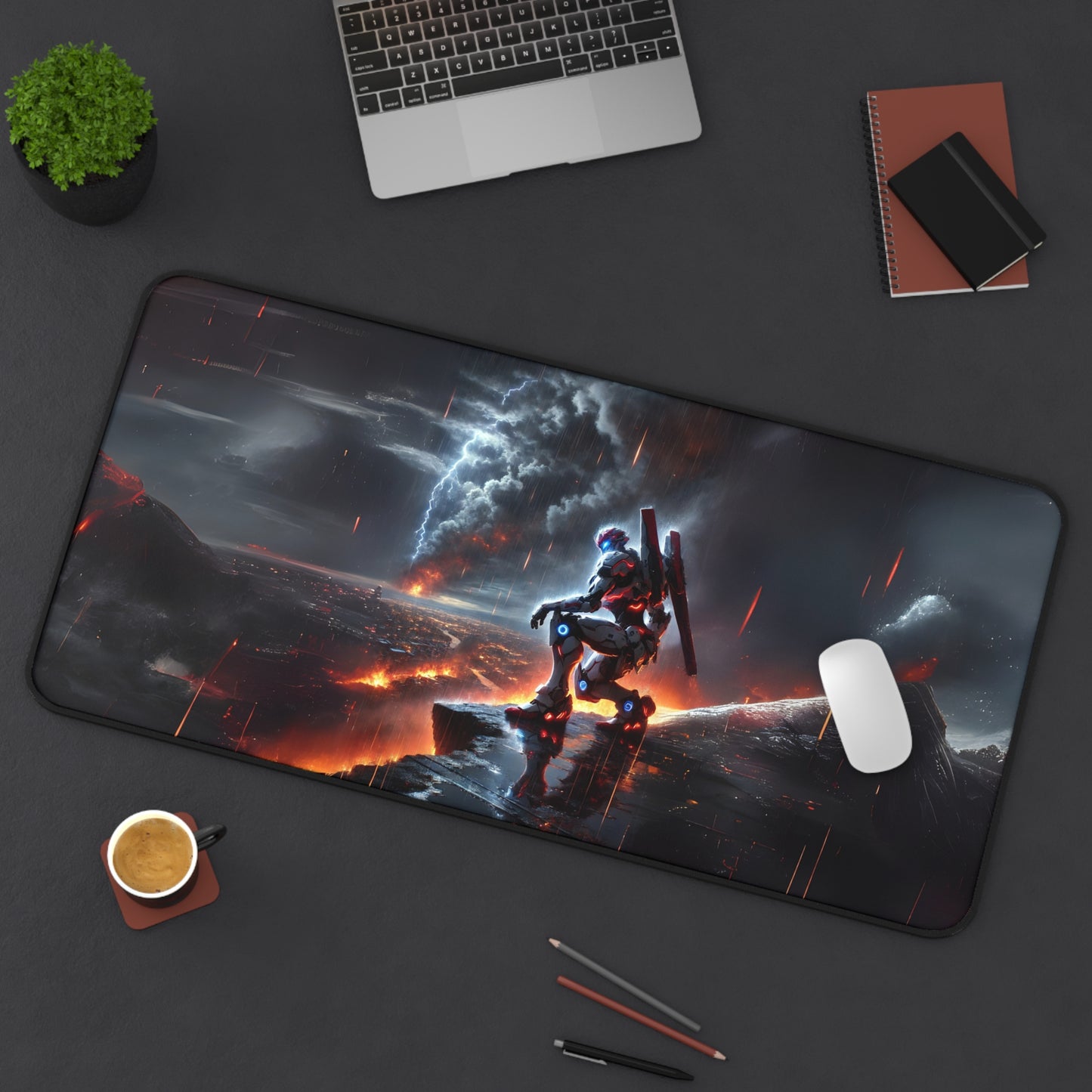 Crimson Vigil – Apocalypse Mech Gaming Desk Mat