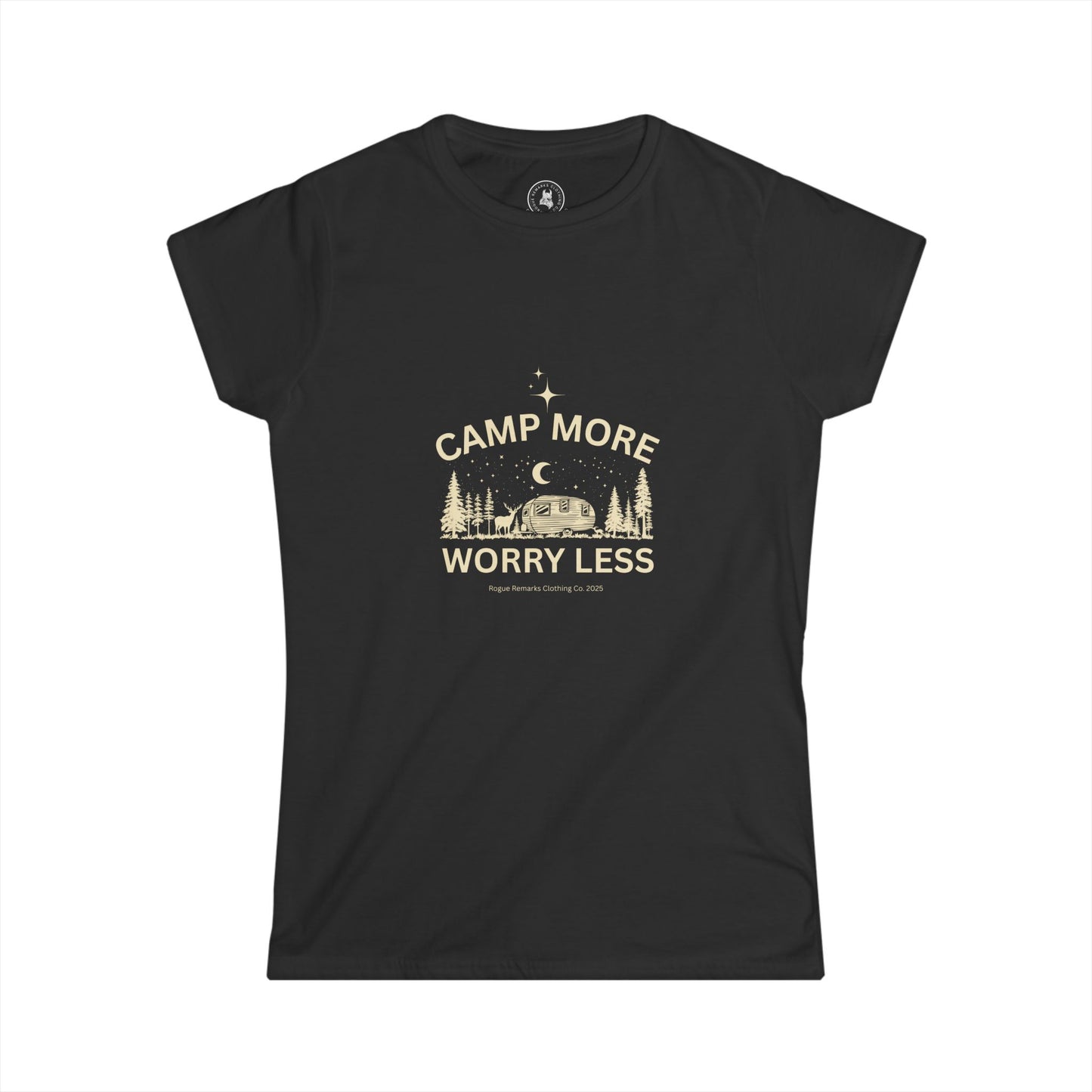 Camp More, Worry Less Tee – Stargazer Edition Women's Softstyle Tee