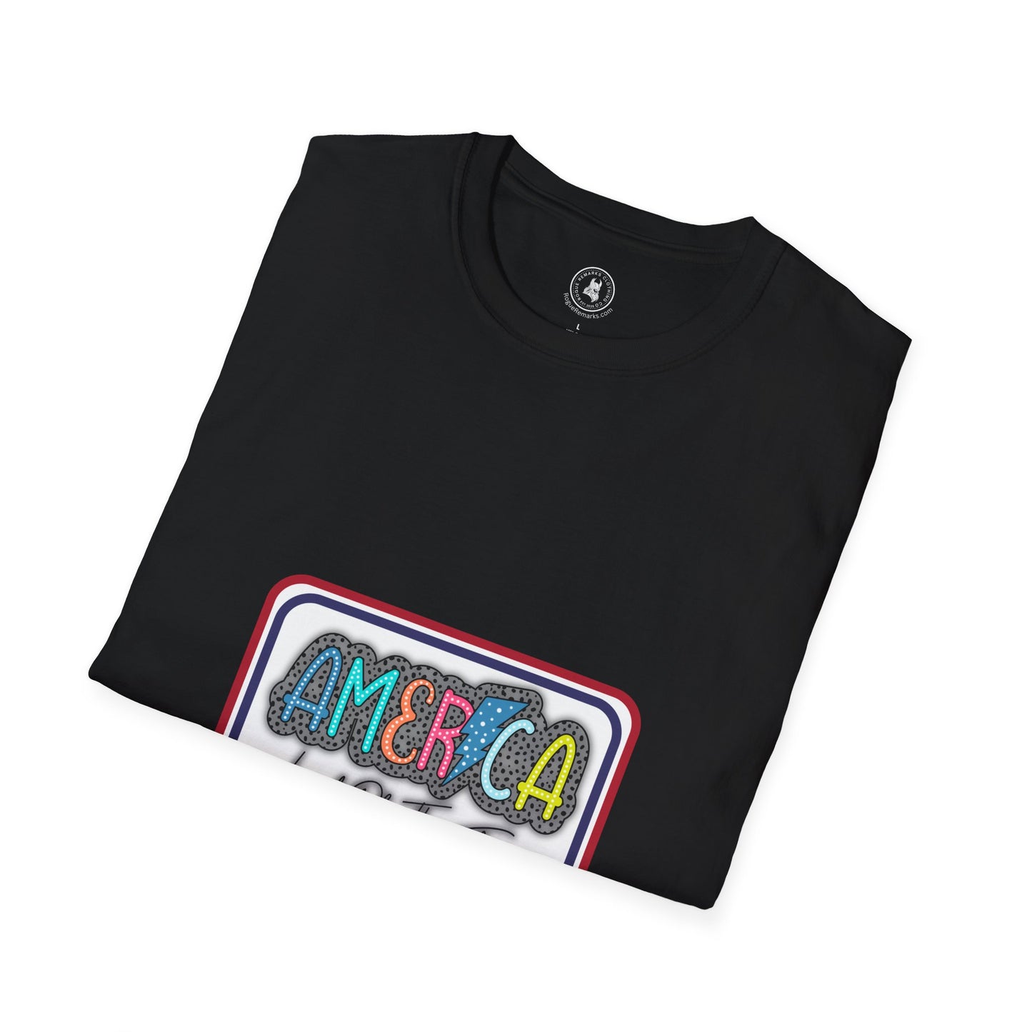 Land of the Free – Patriotic Patch Style Unisex Softstyle Tee