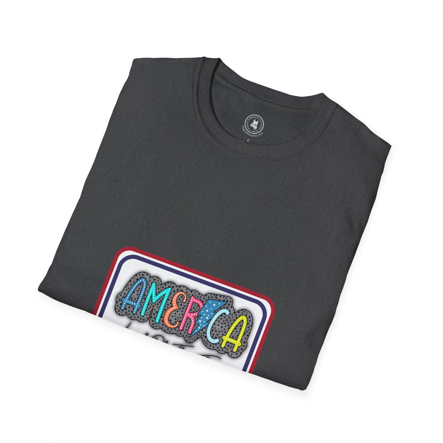 Land of the Free – Patriotic Patch Style Unisex Softstyle Tee
