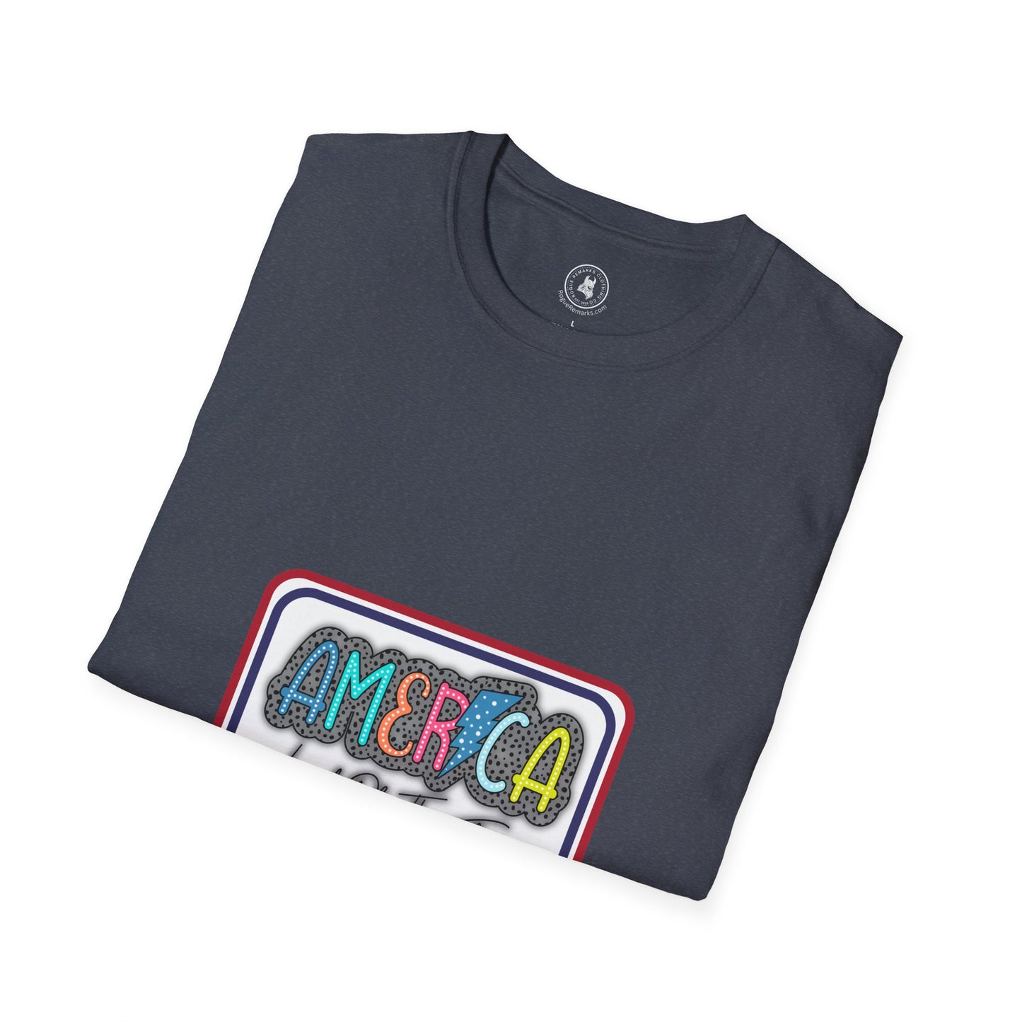 Land of the Free – Patriotic Patch Style Unisex Softstyle Tee