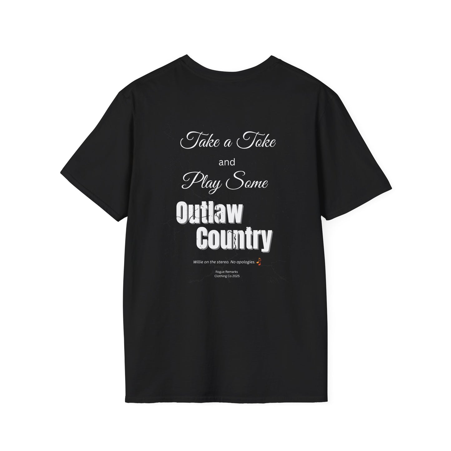 Take a Toke and Play Some Outlaw Country Unisex Softstyle Tee