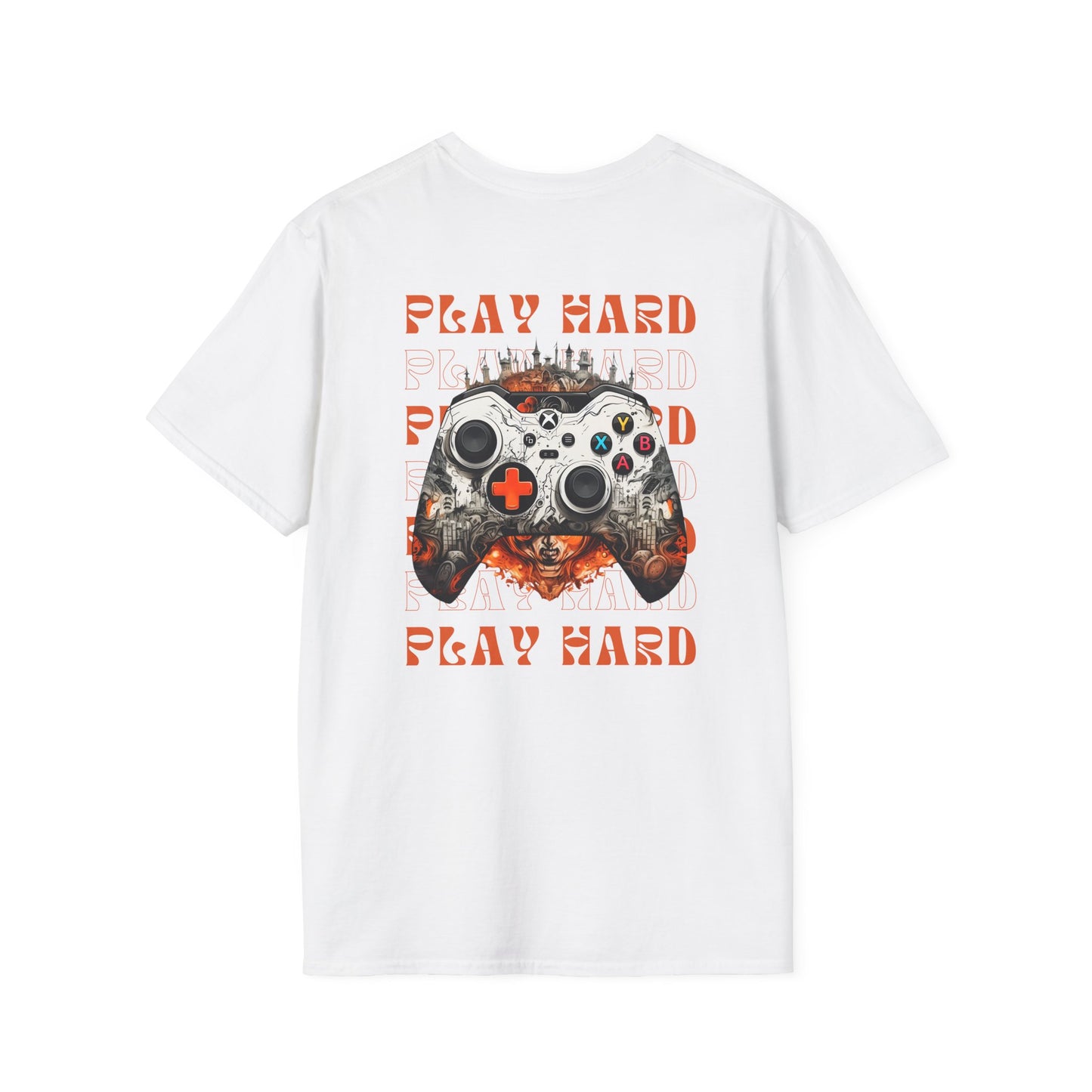Unleash Your Inner Gamer with Our “Play Hard” Unisex Softstyle T-Shirt