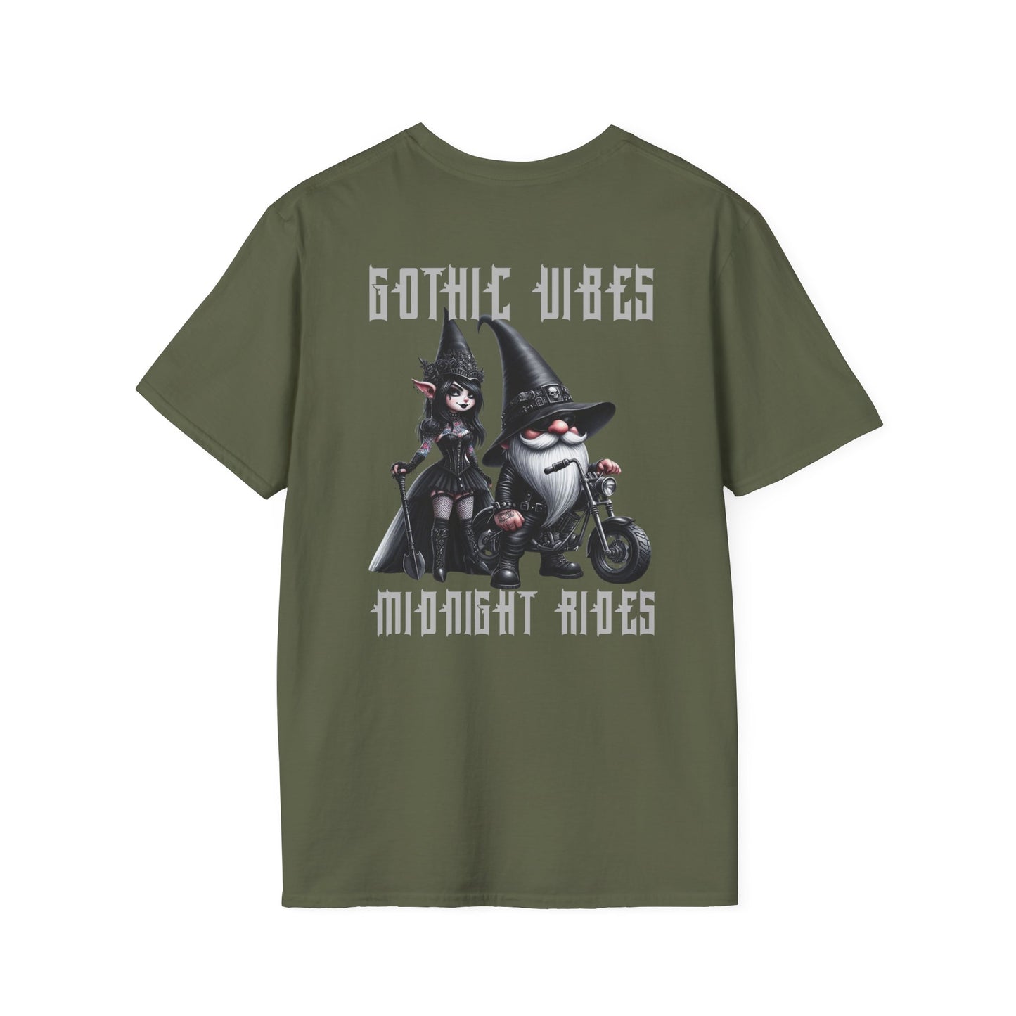 “Gothic Vibes, Midnight Rides” Unisex Softstyle T-Shirt