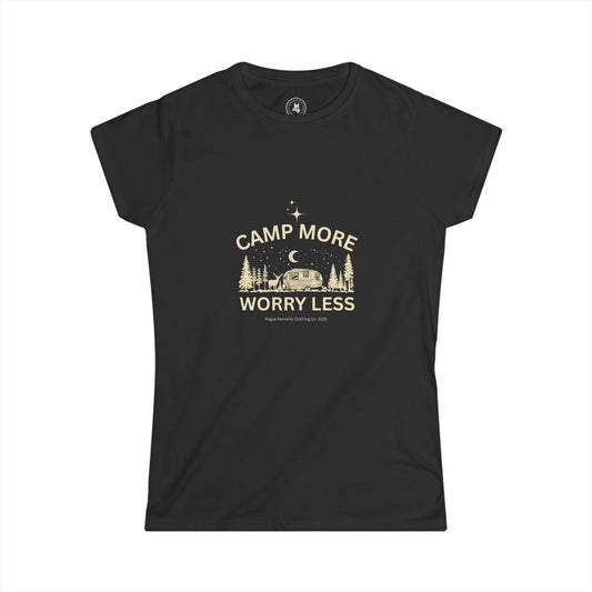 Camp More, Worry Less Tee – Stargazer Edition Women's Softstyle Tee