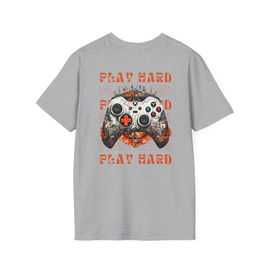 Unleash Your Inner Gamer with Our “Play Hard” Unisex Softstyle T-Shirt