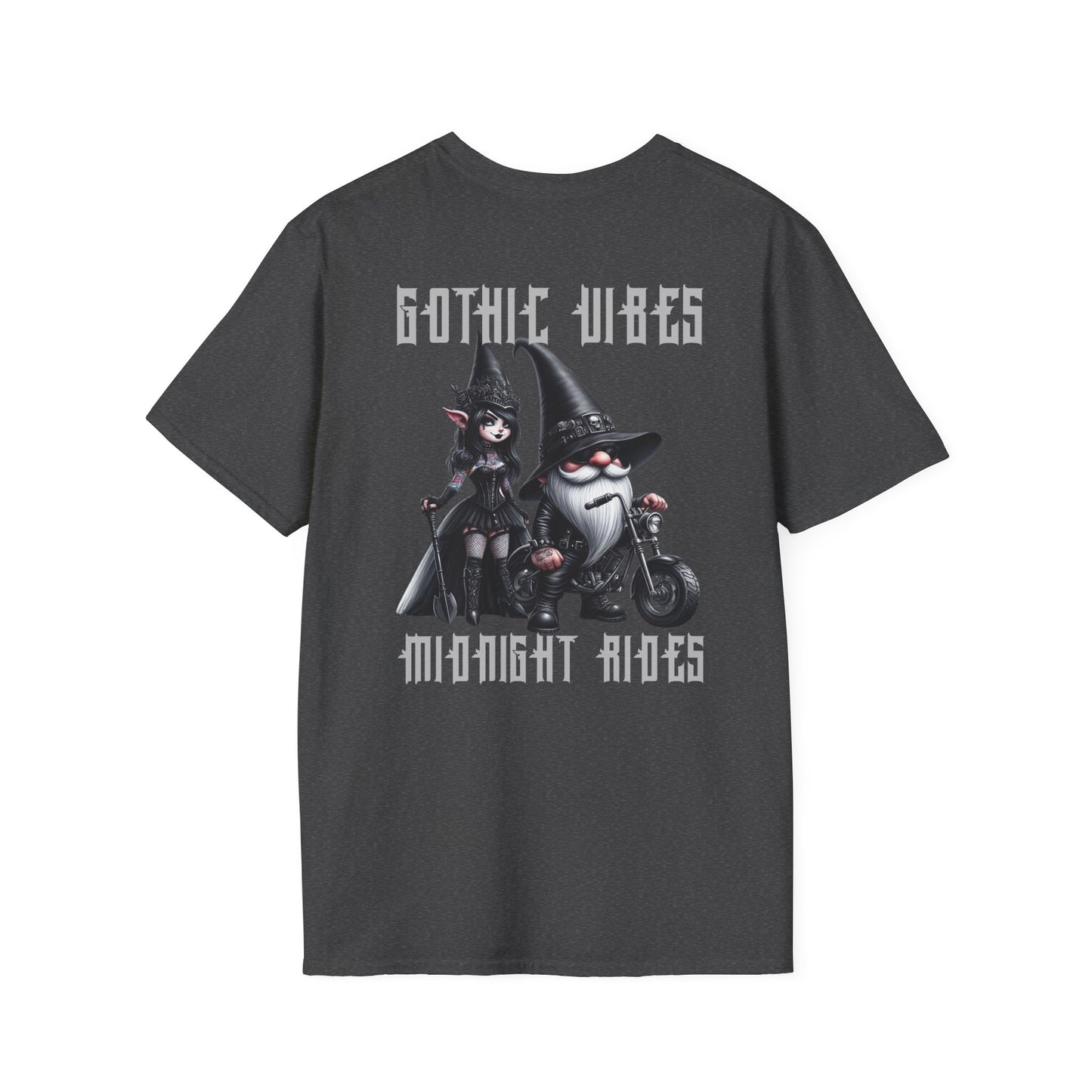 “Gothic Vibes, Midnight Rides” Unisex Softstyle T-Shirt