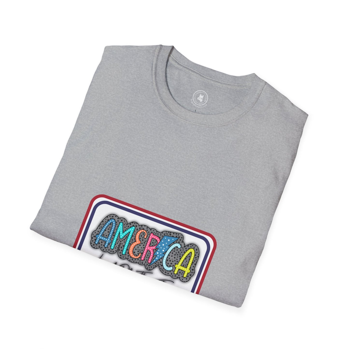 Land of the Free – Patriotic Patch Style Unisex Softstyle Tee