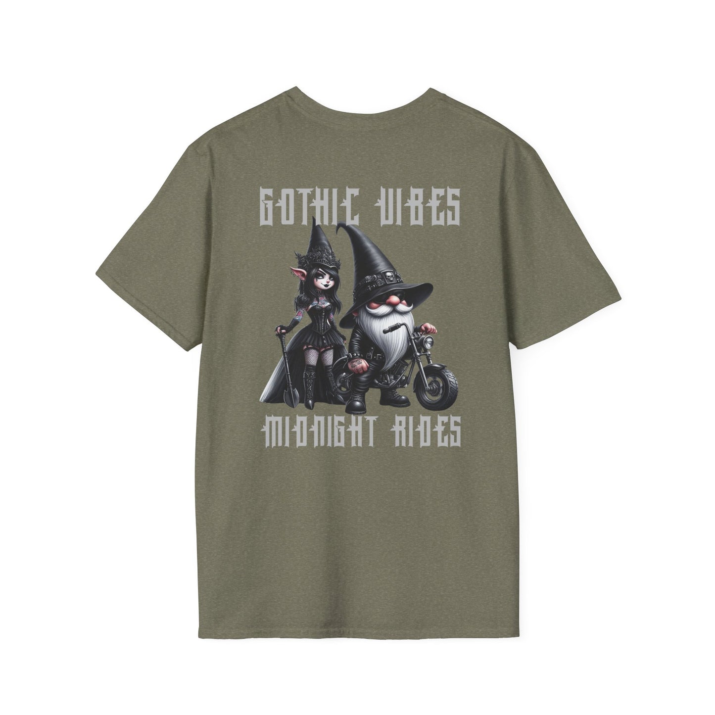 “Gothic Vibes, Midnight Rides” Unisex Softstyle T-Shirt